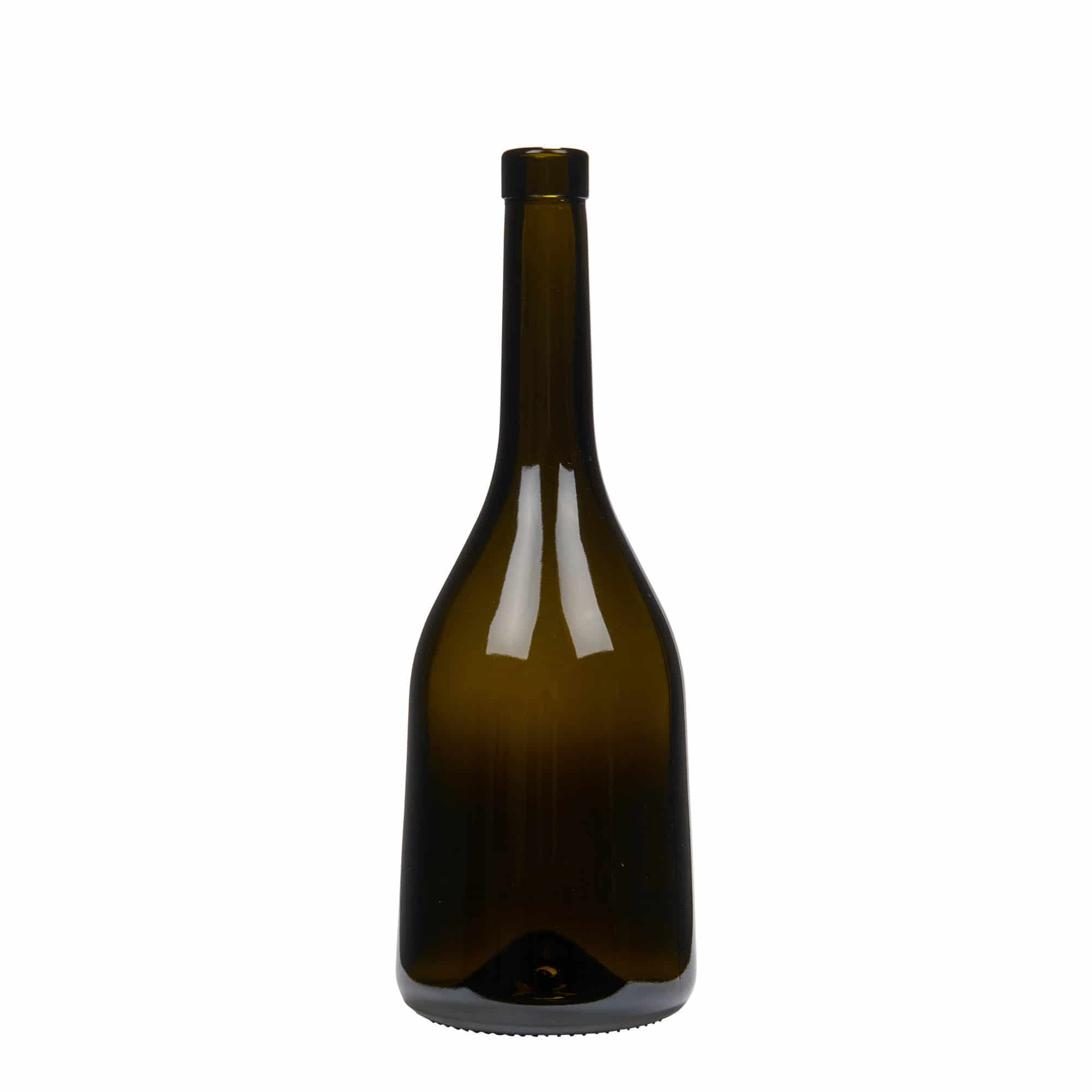 Glazen fles 'Rustica', 750 ml, antiekgroen, monding: kurk