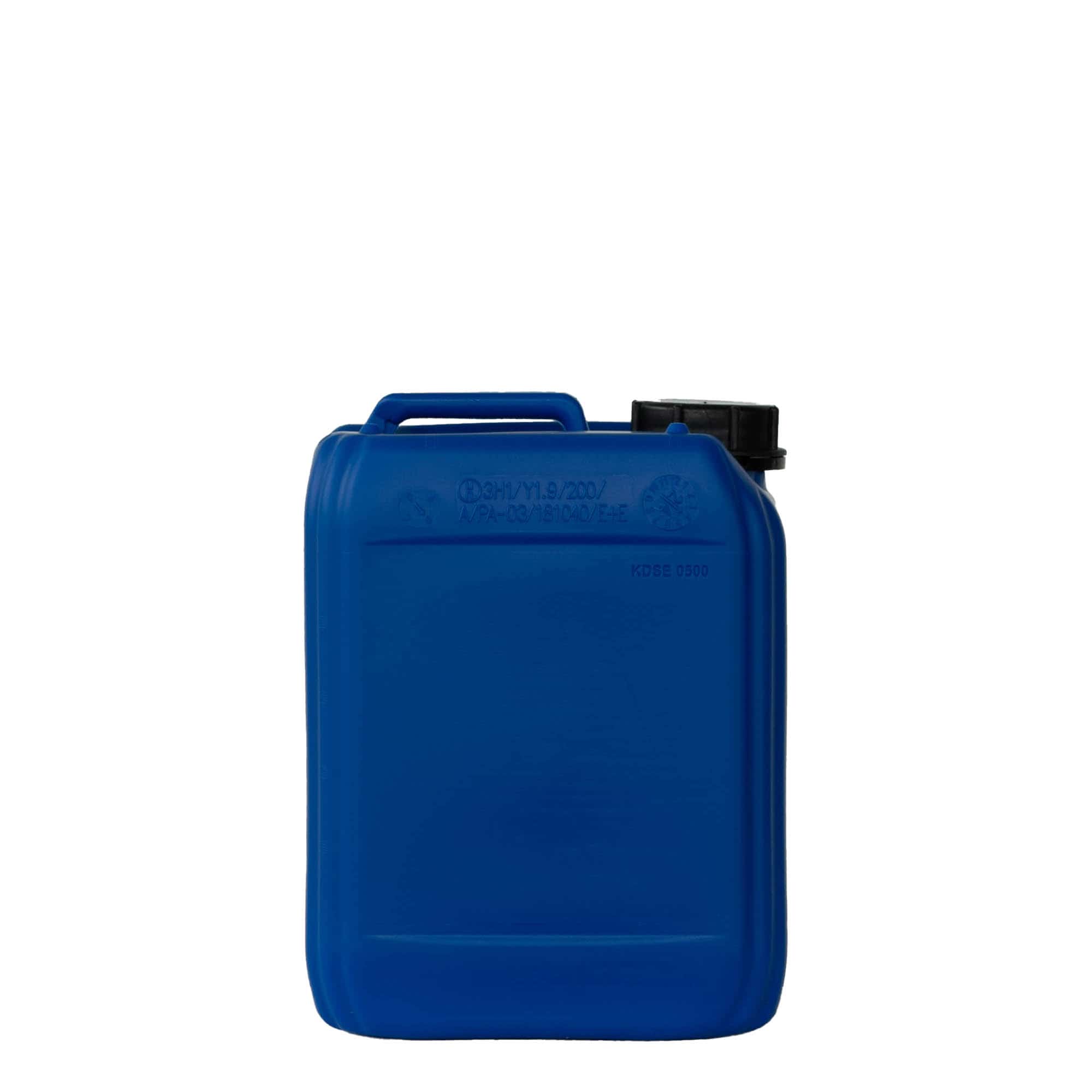 Jerrycan, 5 l, rechthoekig, HDPE-kunststof, blauw, monding: ND 55