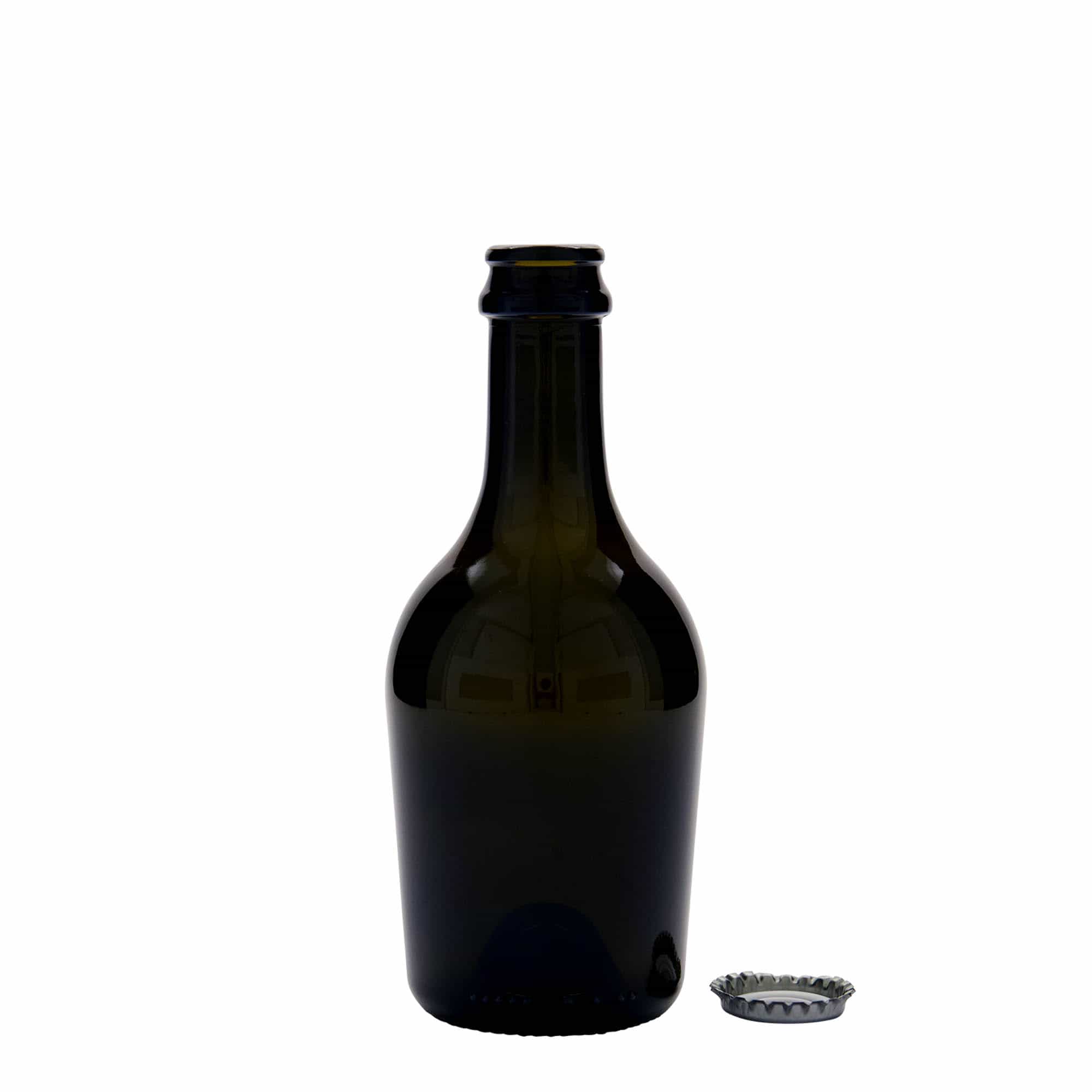 Bier-/champagnefles 'Butterfly', 330 ml, glas, antiekgroen, monding: kroonkurk