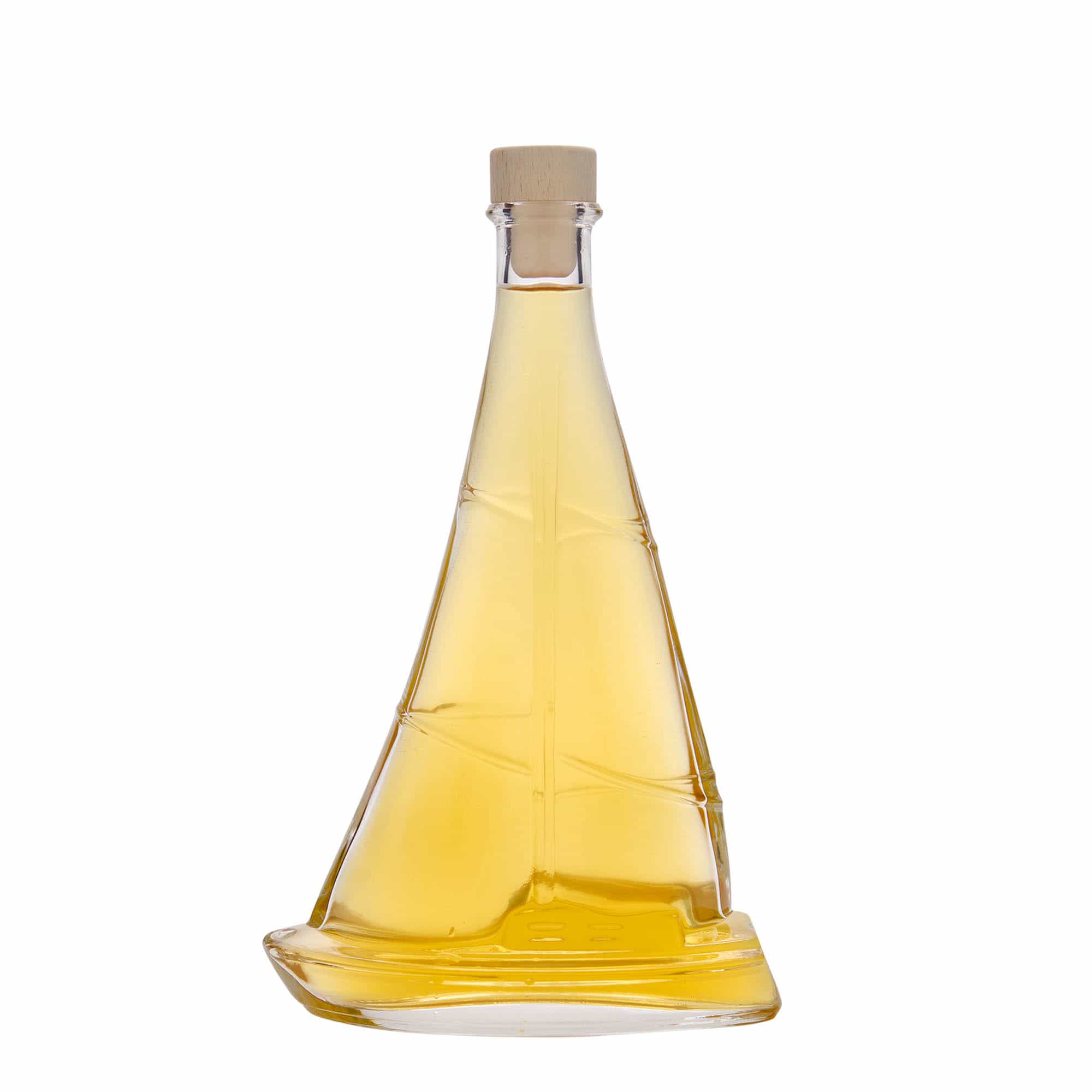 Glazen fles 'Zeilboot', 350 ml, monding: kurk
