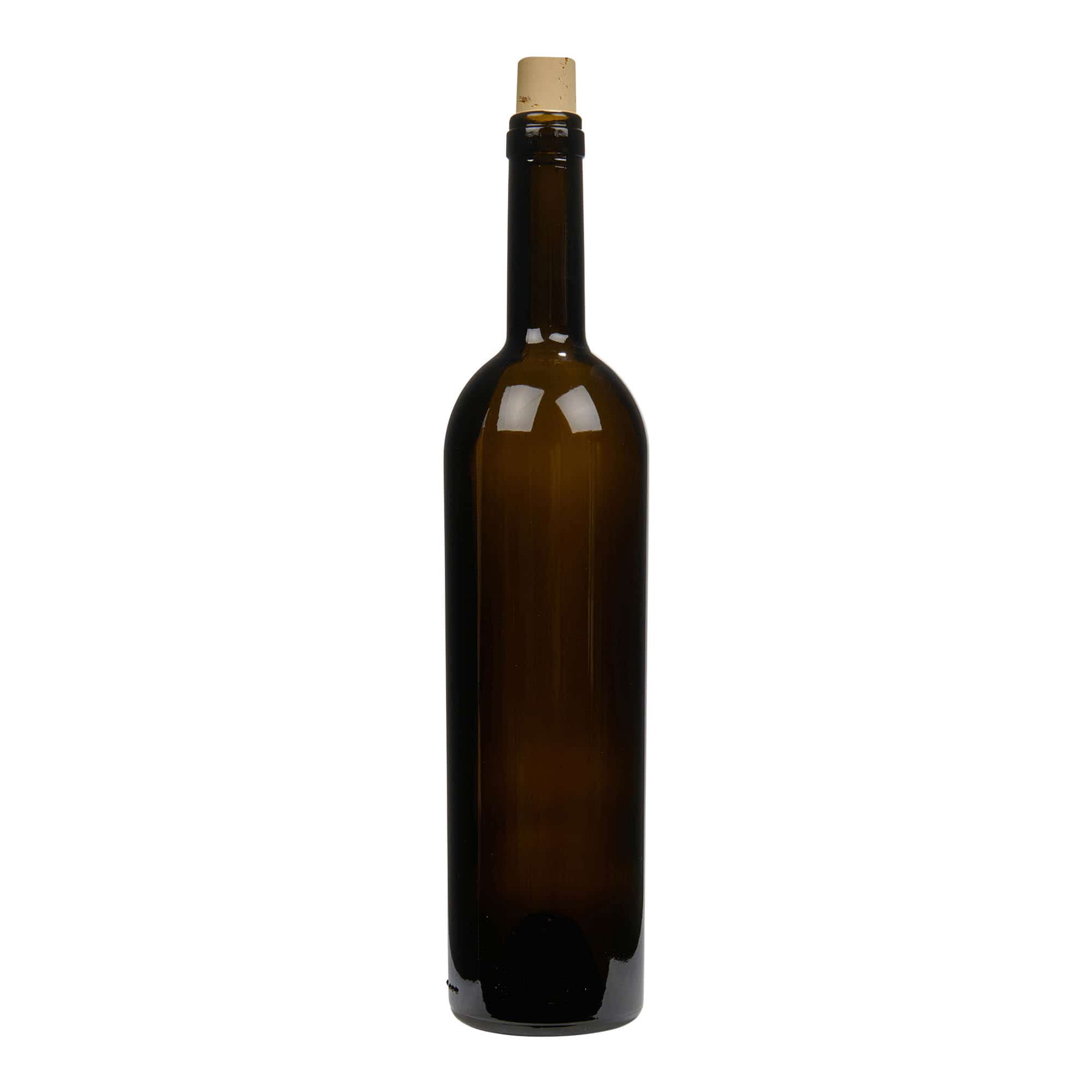 Wijnfles 'Liberty', 750 ml, antiekgroen, monding: kurk