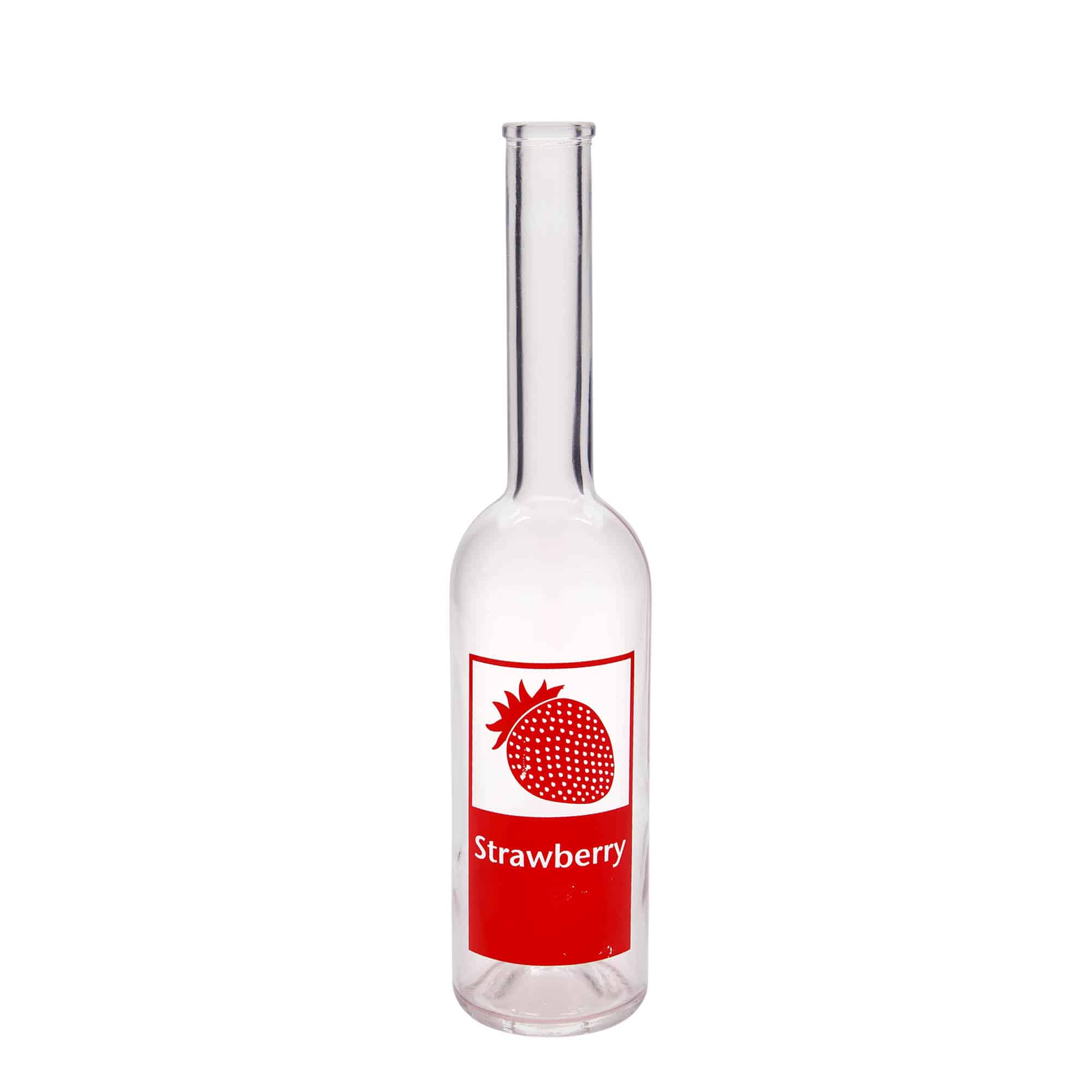 Glazen fles 'Opera', 500 ml, motief: Strawberry, monding: kurk