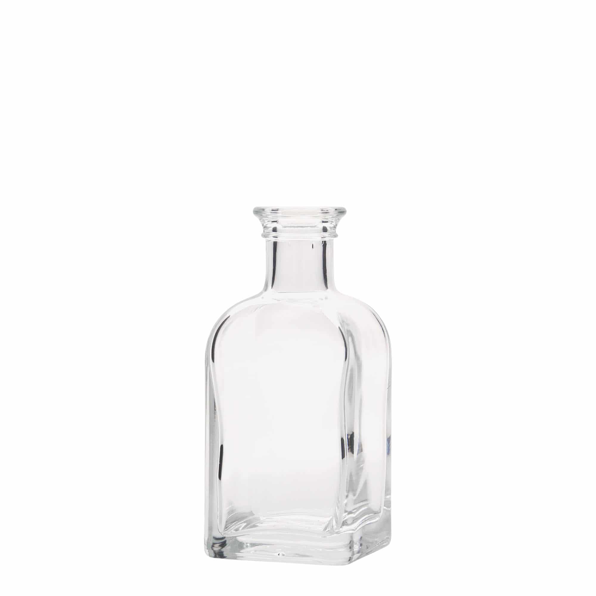 Glazen fles Apotheker carré, 100 ml, vierkant, monding: kurk