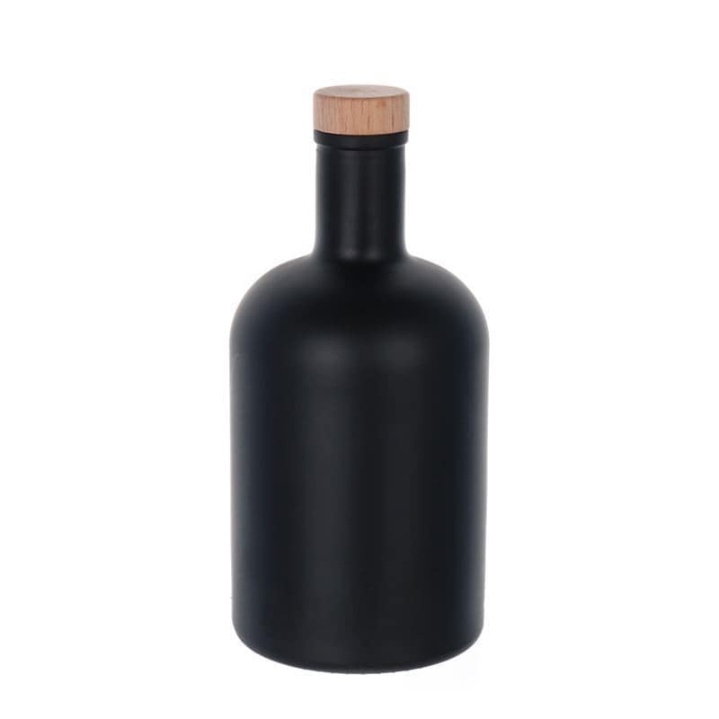 Glazen fles 'Gerardino', 700 ml, zwart, monding: kurk
