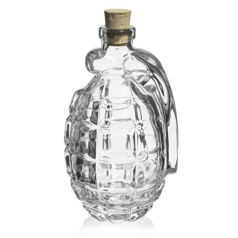 Glazen fles 'Handgranaat', 200 ml, monding: kurk