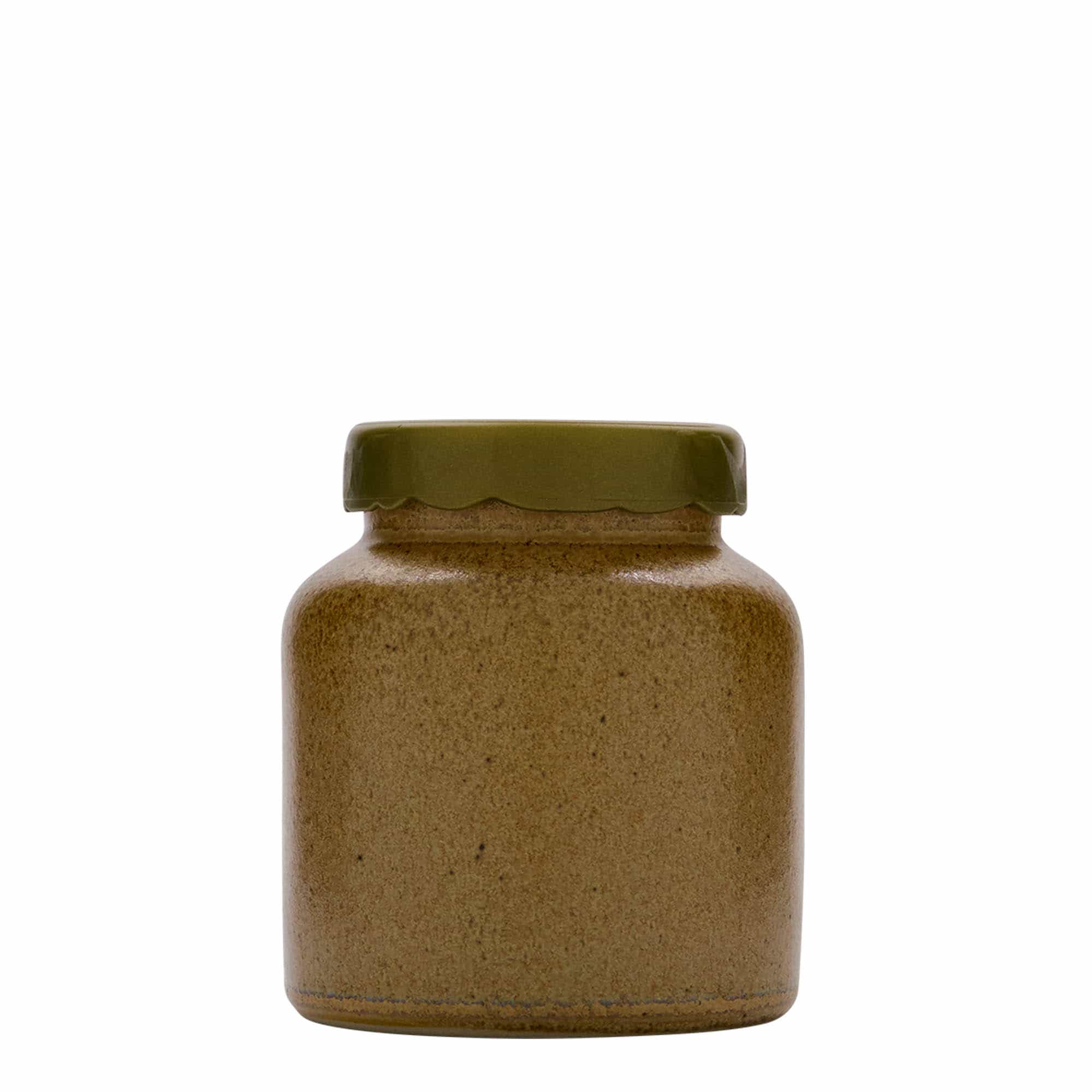 Steengoed pot, 270 ml, keramiek, bruin-kristal, monding: stulpdeksel