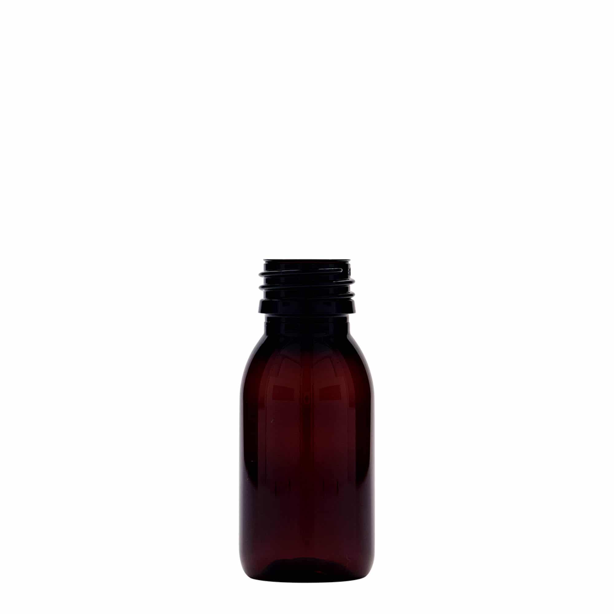 Pet-medicijnfles, 60 ml, bruin, kunststof, monding: PP 28