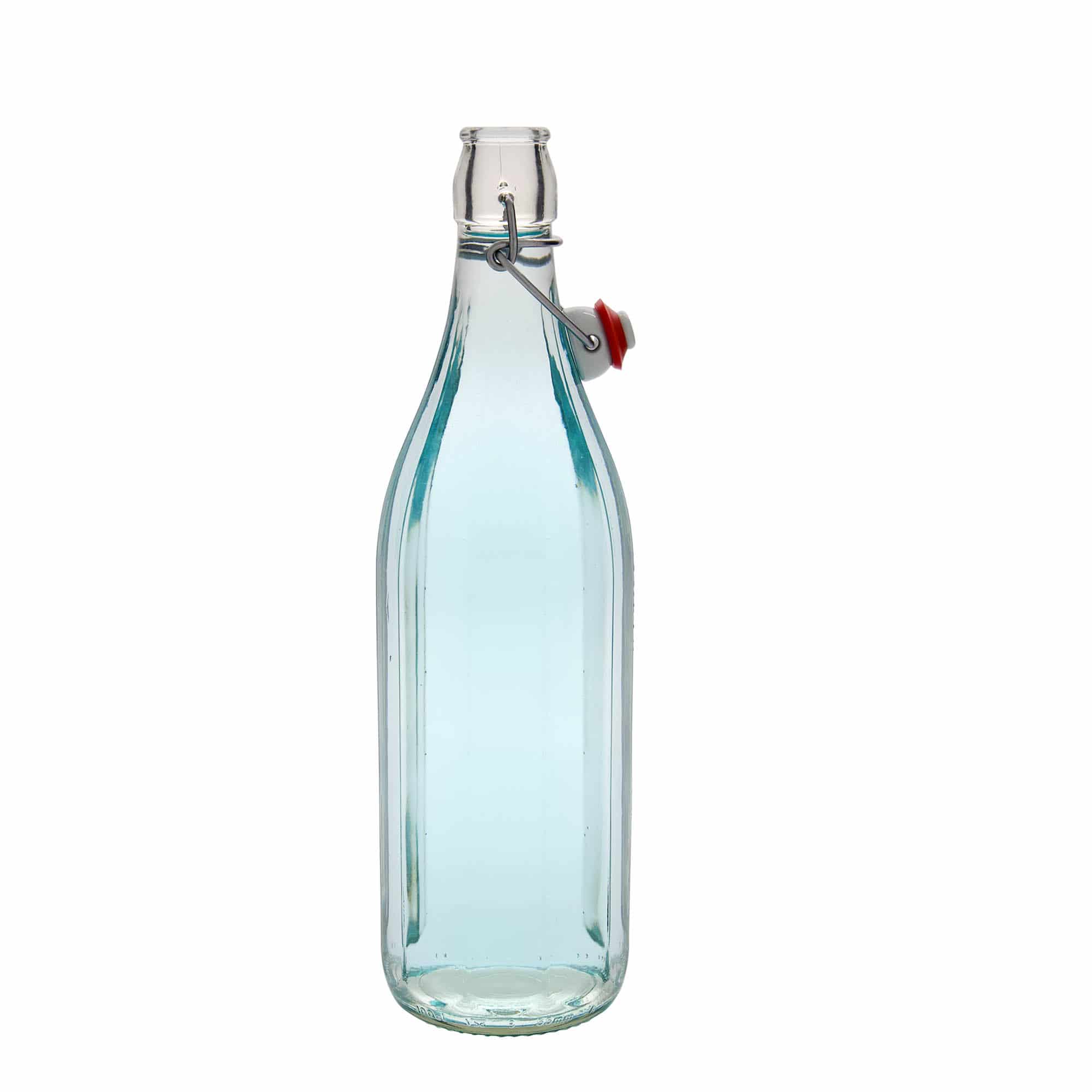 Glazen fles 'Bravo', 1000 ml, tienhoekig, monding: beugelsluiting