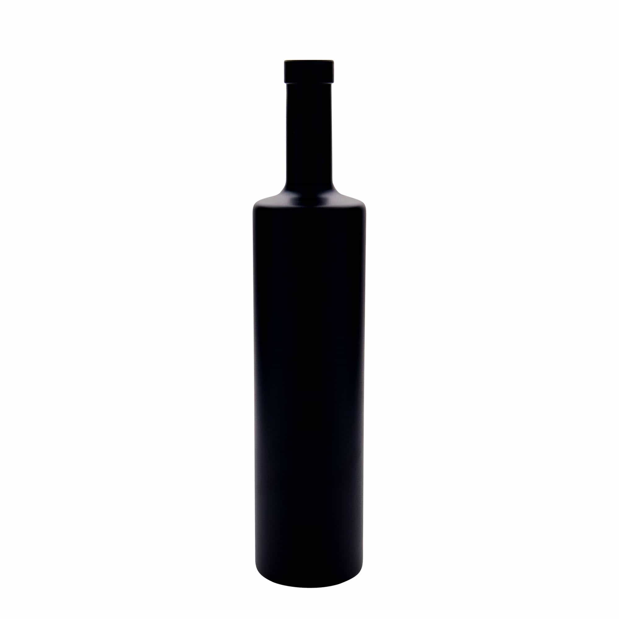Glazen fles 'Centurio', 700 ml, zwart, monding: kurk