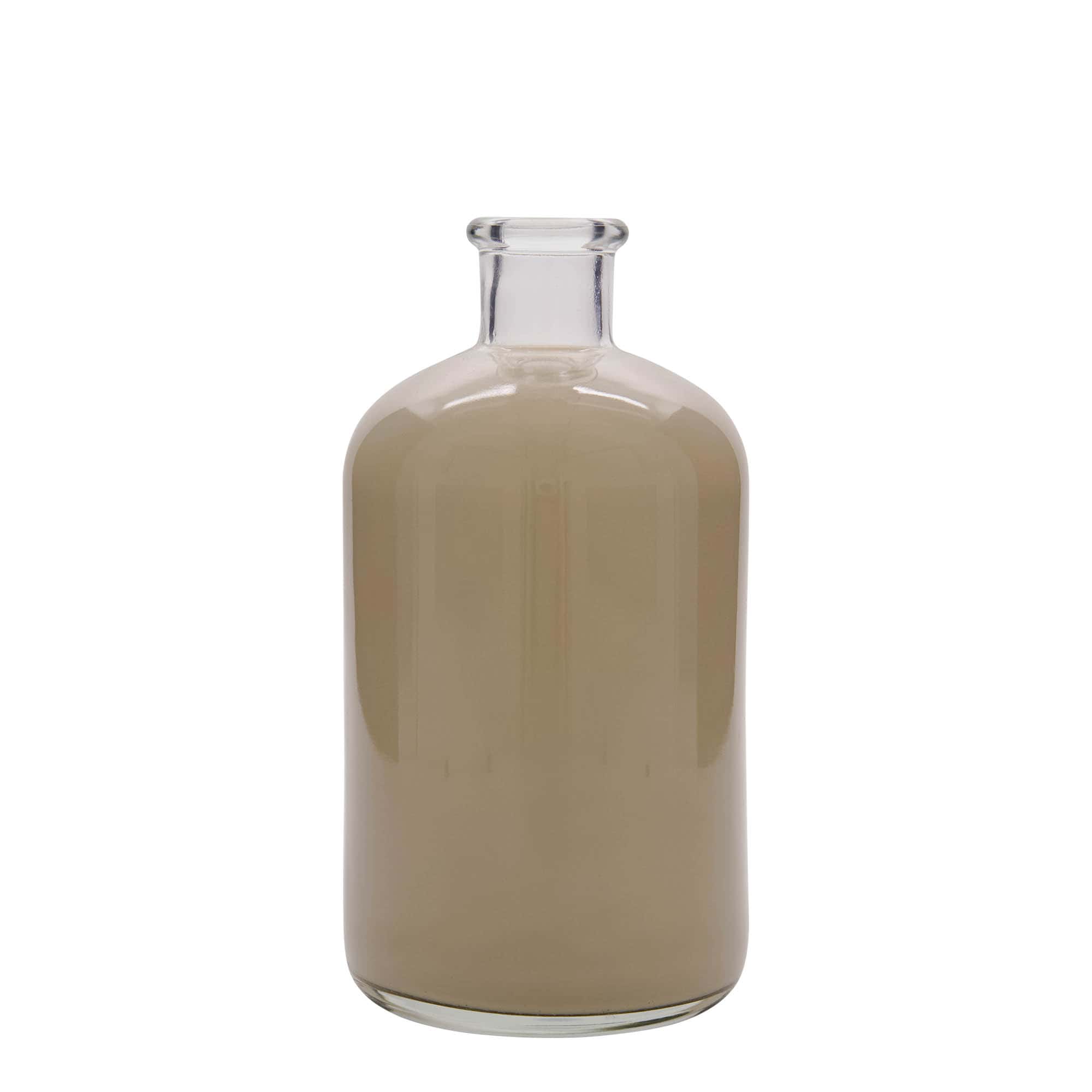 Glazen fles Apotheker, 1000 ml, monding: kurk