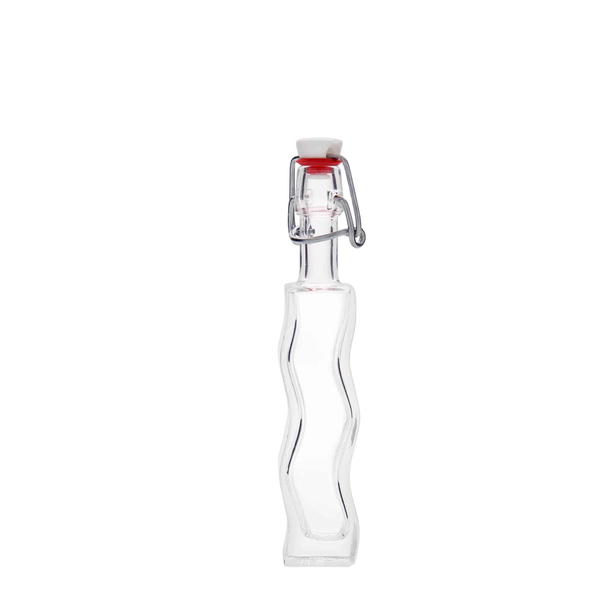 Glazen fles 'Golf', 40 ml, vierkant, monding: beugelsluiting