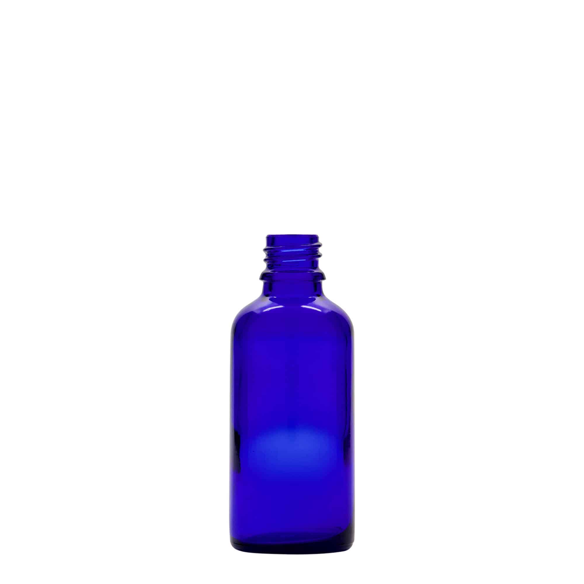 Pipetflesje medicijn, 50 ml, glas, koningsblauw-rood, monding: DIN 18