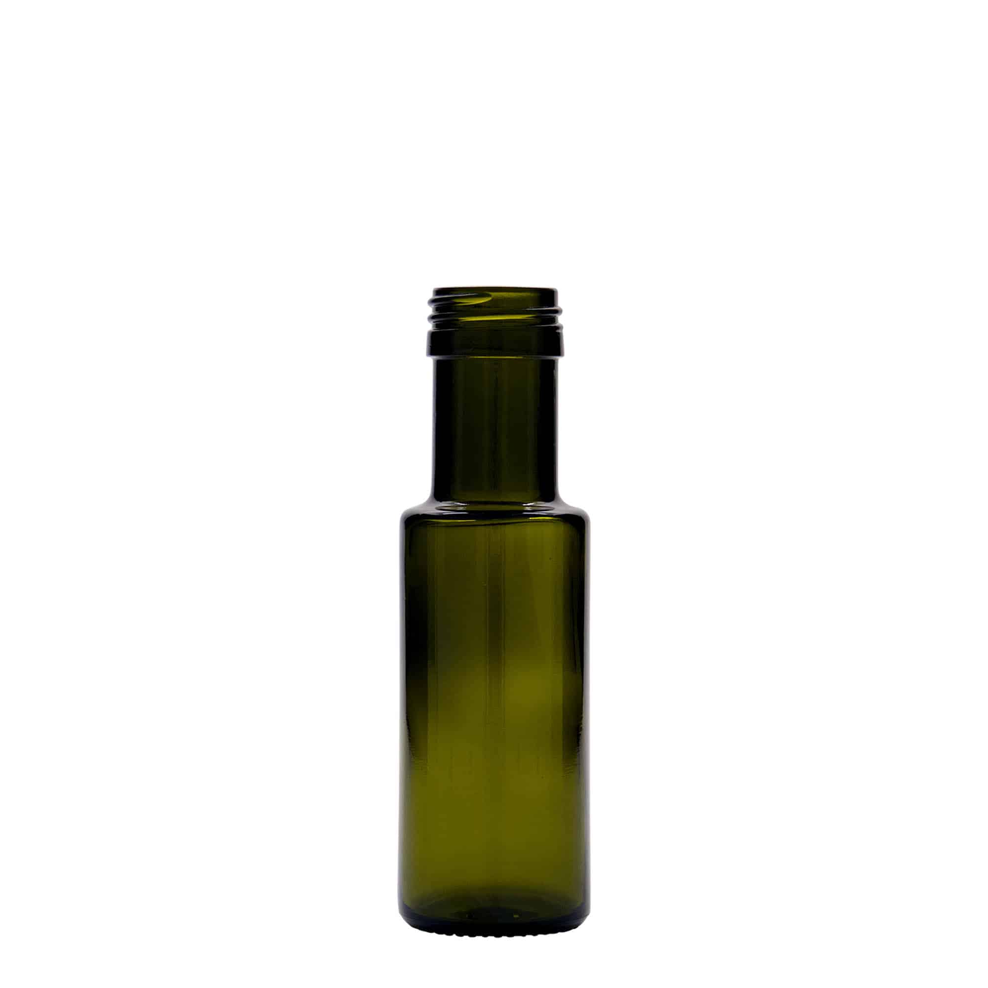 Glazen fles 'Dorica', 100 ml, antiekgroen, monding: PP 31,5