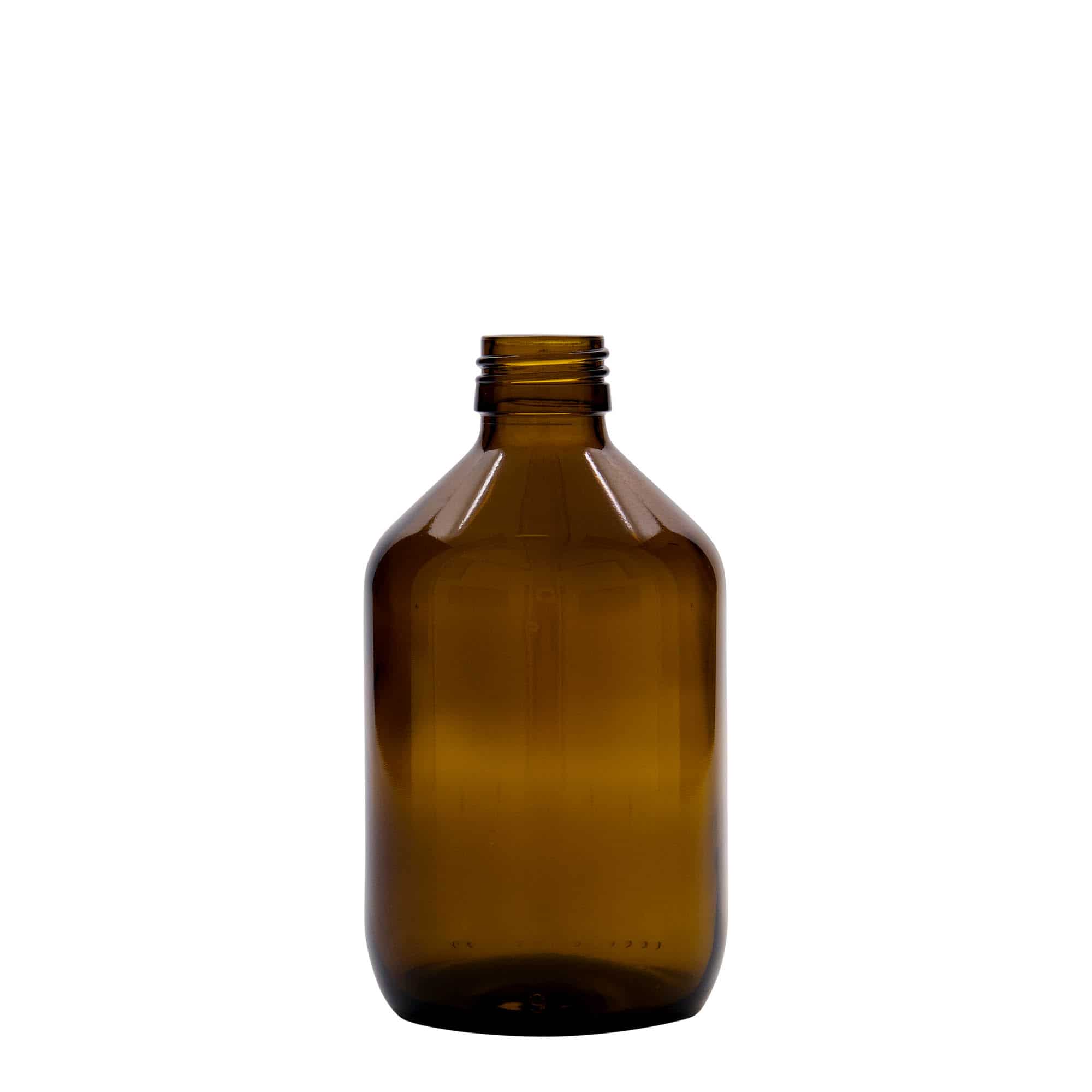 Medicijnfles, 300 ml, bruin, glas, monding: PP 28