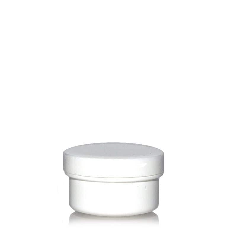 Plastic pot 'White Line', 6 ml, PP, wit, monding: schroefsluiting
