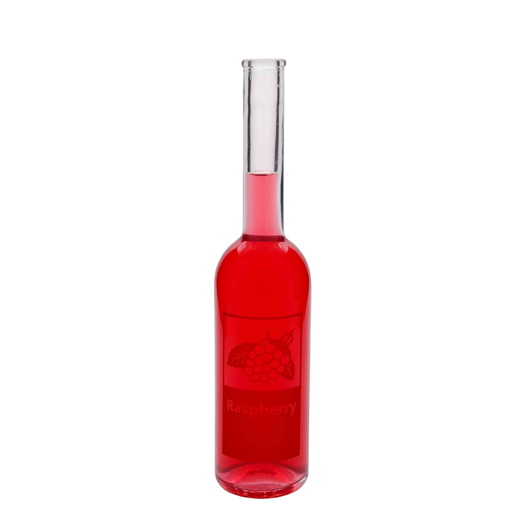Glazen fles 'Opera', 500 ml, motief: Raspberry, monding: kurk