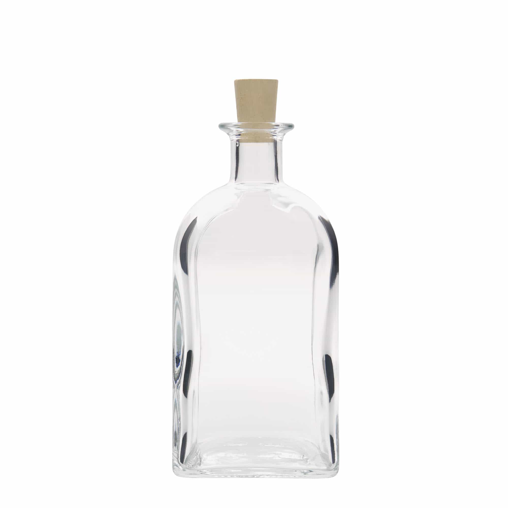 Glazen fles Apotheker carré, 700 ml, vierkant, monding: kurk