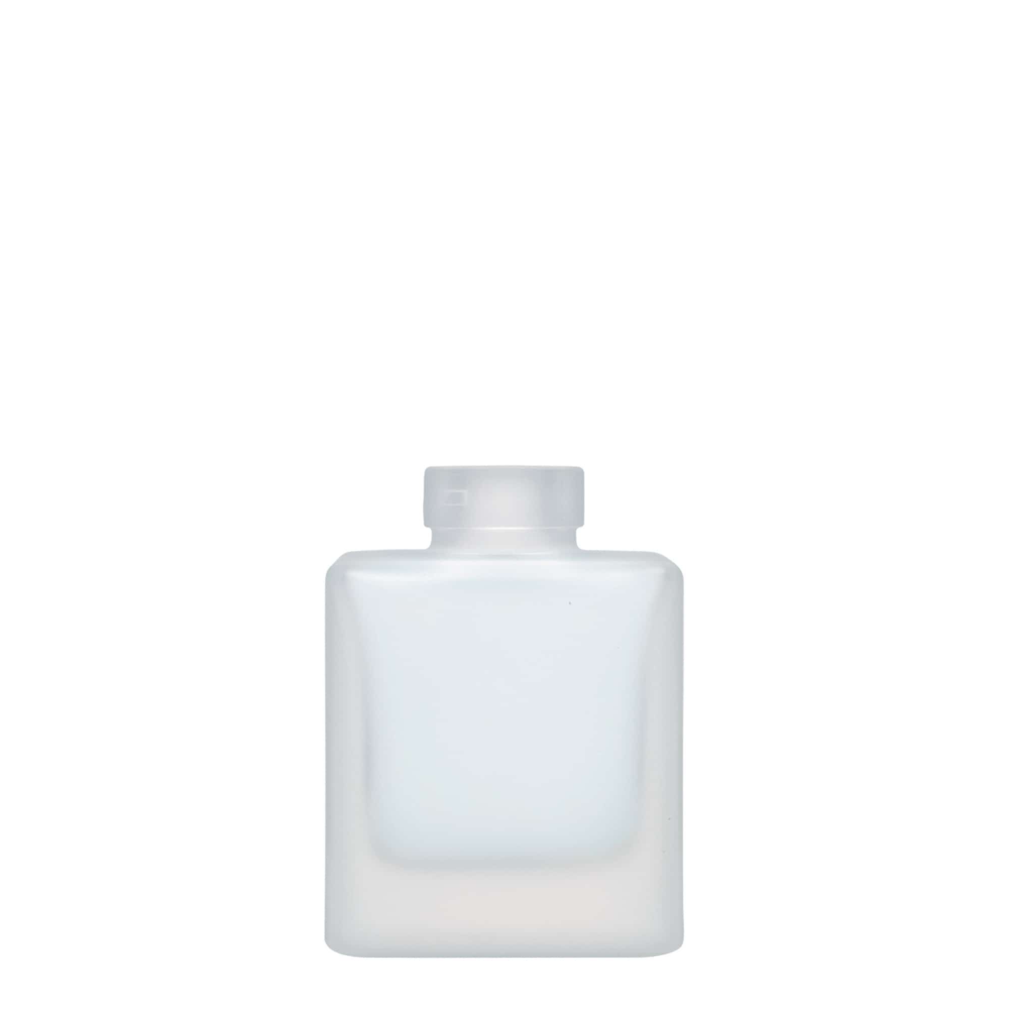 Glazen fles 'Cube', 100 ml, vierkant, gematteerd, monding: kurk