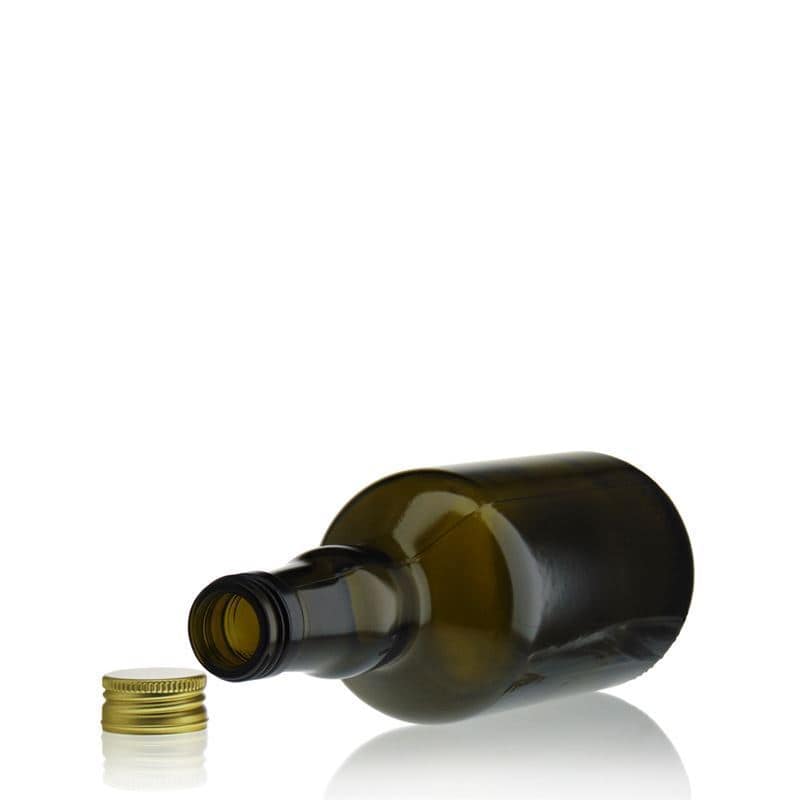Glazen fles 'Olona', 500 ml, antiekgroen, monding: PP 31,5