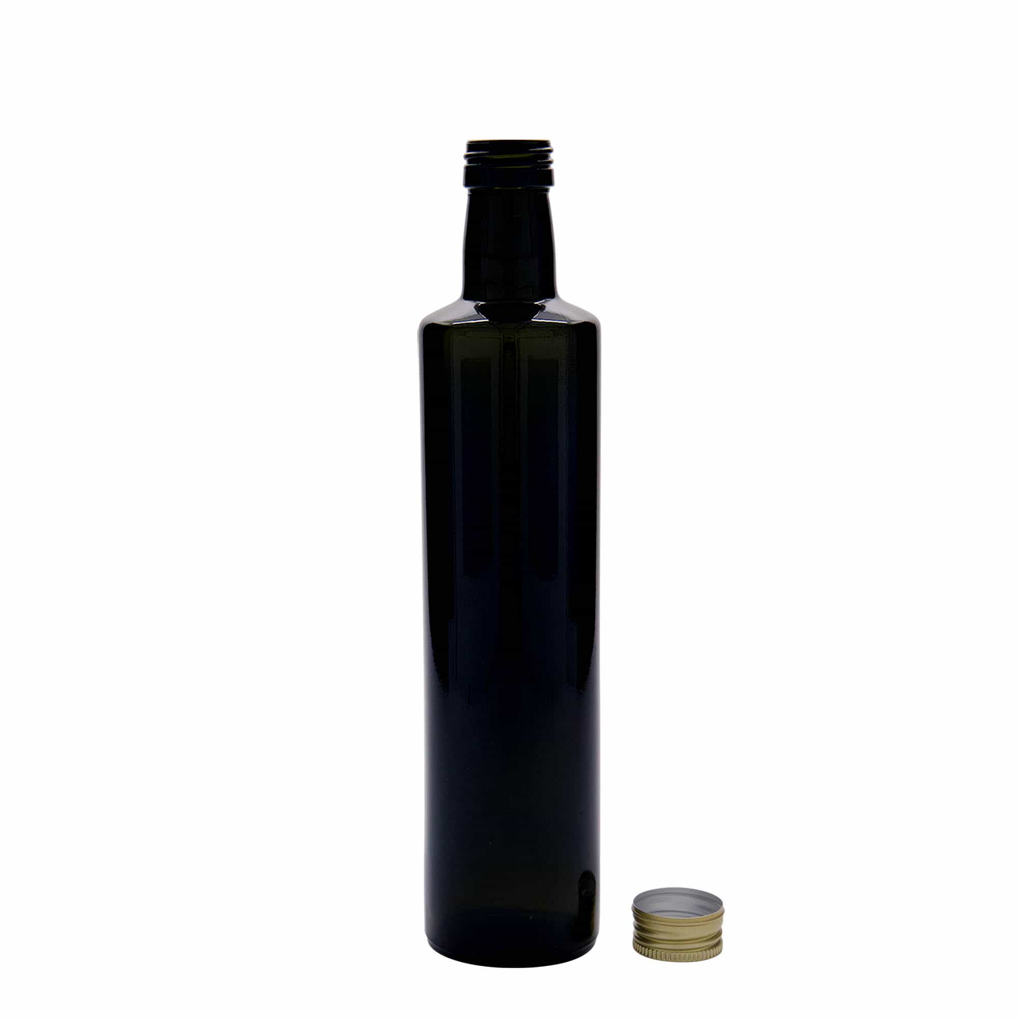 Glazen fles 'Dorica', 500 ml, antiekgroen, monding: PP 31,5