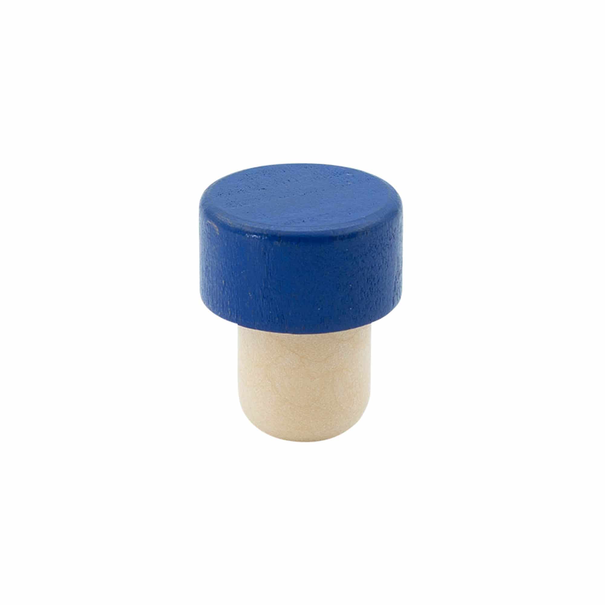 Dopkurk, 19 mm, hout, blauw, voor monding: kurk