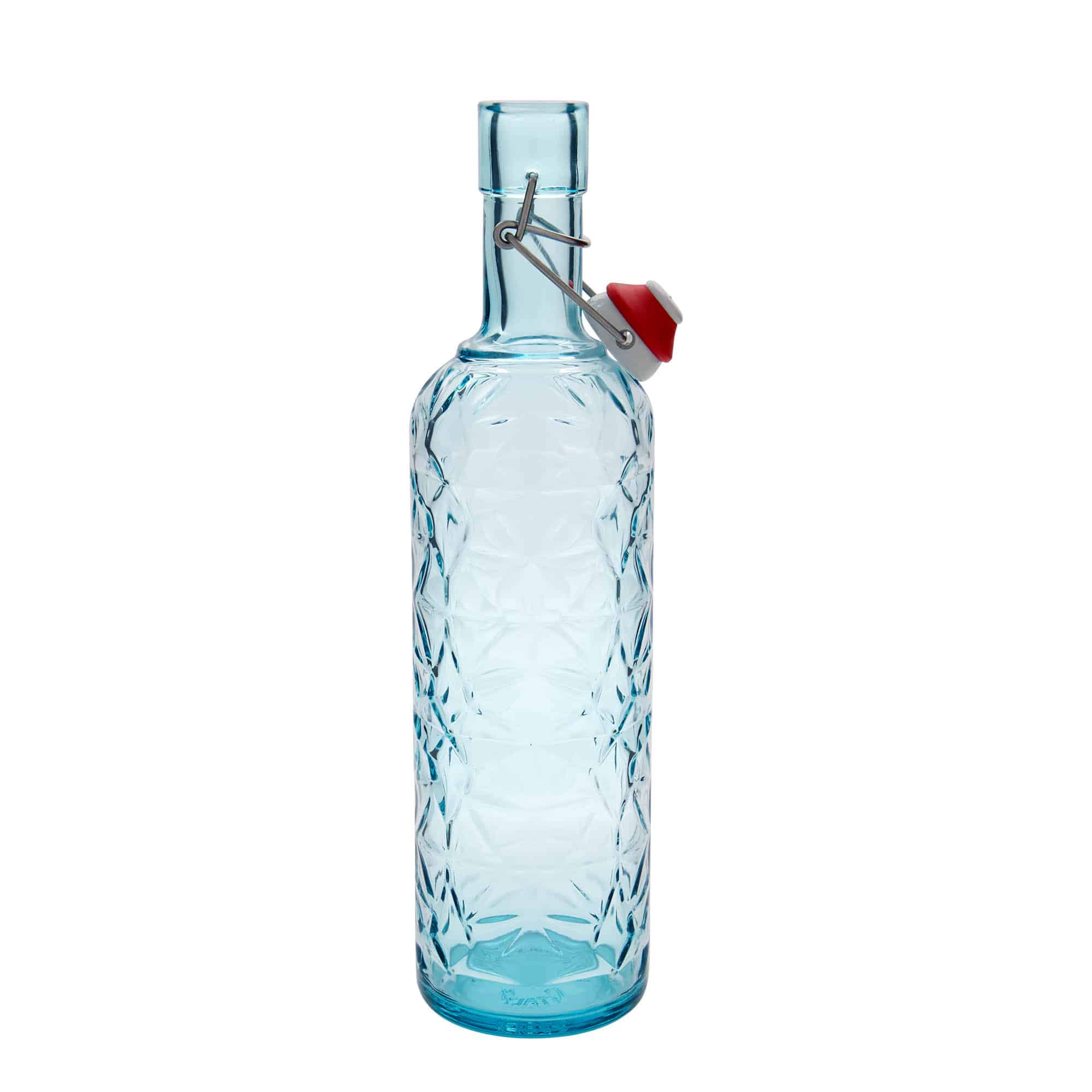 Glazen fles 'Oriente', 1000 ml, azuurblauw, monding: beugelsluiting