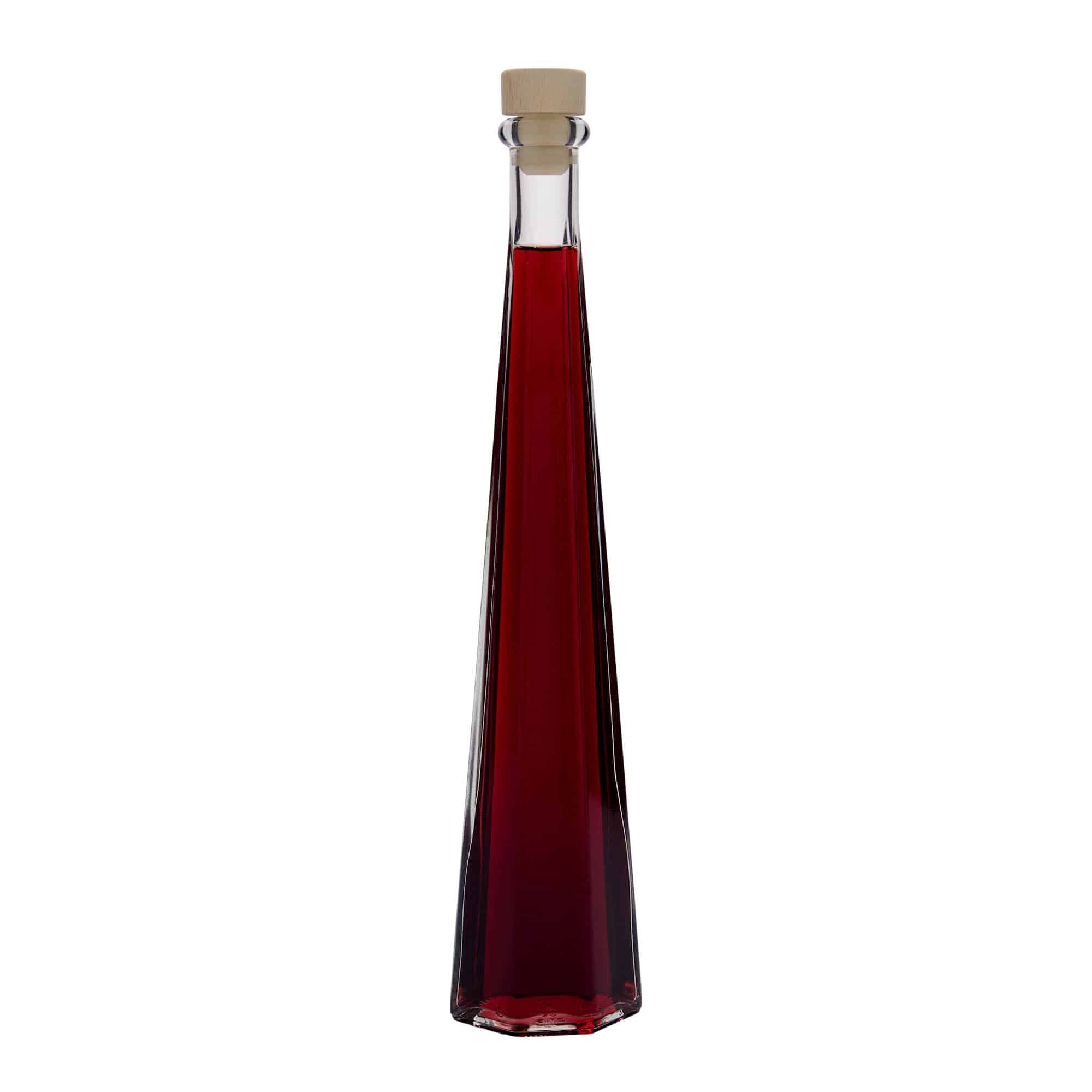 Glazen fles 'Dama Sexta', 200 ml, zeshoekig, monding: kurk