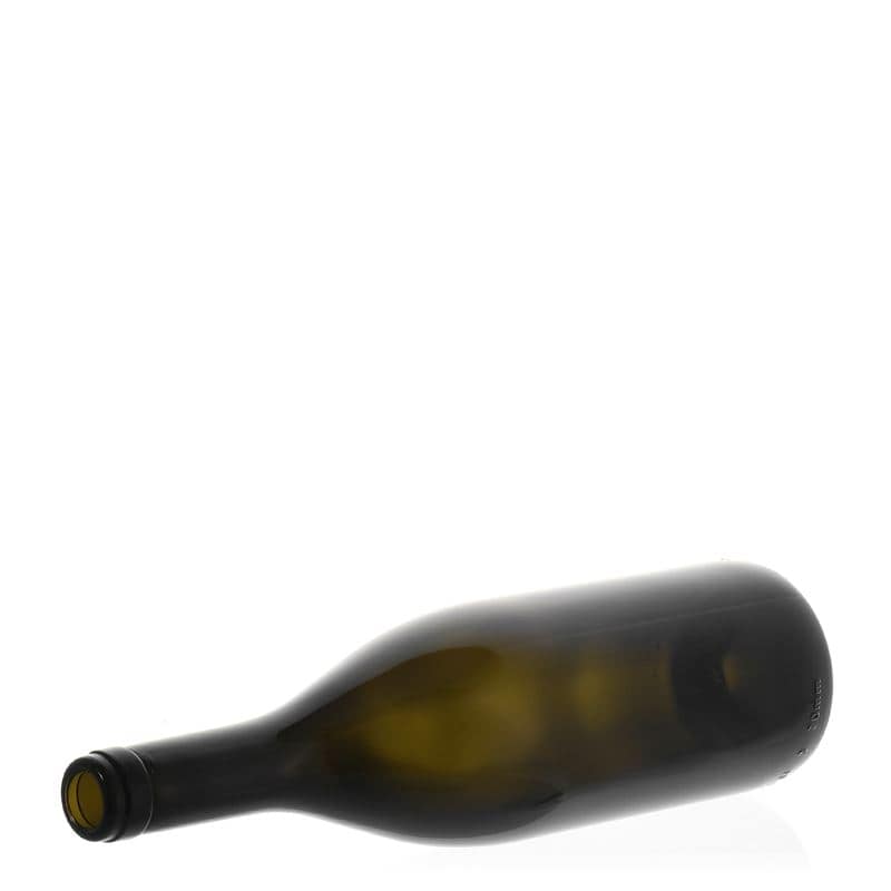 Wijnfles 'Tiffany', 750 ml, antiekgroen, monding: kurk