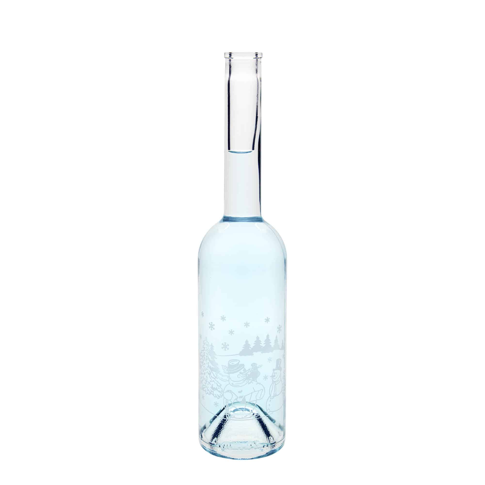 Glazen fles 'Opera', 500 ml, motief: Sneeuwpopfles, monding: kurk